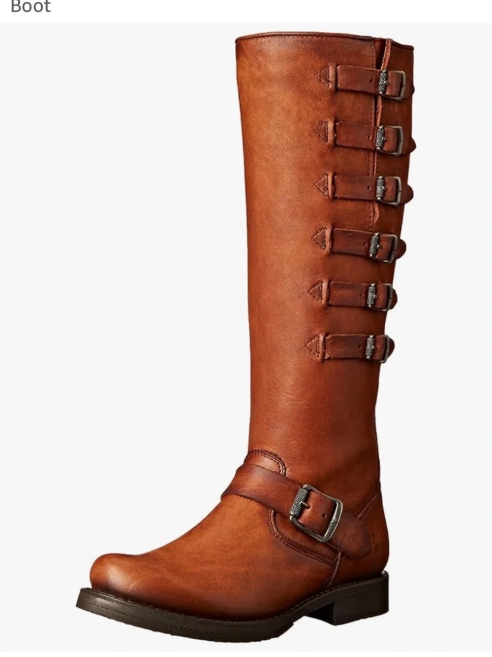 FRYE COGNAC Veronica Belted Tall-STO Engineer Genuine Leather tall Boots SZ 7